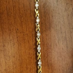 Vintage gold & CZ braided elegant dainty bracelet.